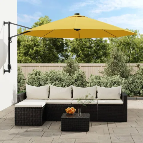 Zidni suncobran s LED svjetlima žuti 290 cm - Žuta Cijena