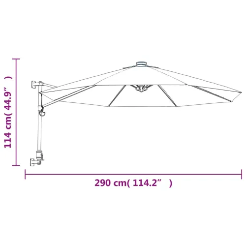 Zidni suncobran s LED svjetlima žuti 290 cm - Žuta Cijena