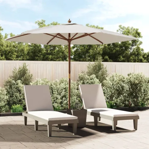 Vrtni suncobran s drvenim stupom boja pijeska 299 x 240 cm - Pijesak 1 Cijena
