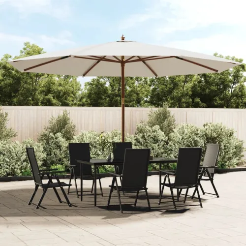 Vrtni suncobran s drvenim stupom boja pijeska 400 x 273 cm - Pijesak 1 Cijena