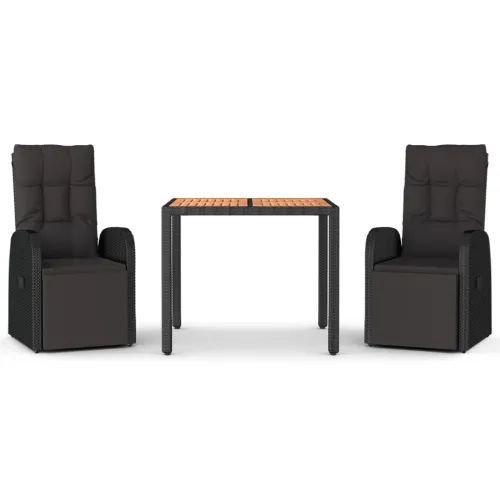 Vrtna garnitura - 3-dijelni vrtni blagovaonski set poliratan i drvo bagrema crni - 90 x 90 x 75 cm 3 Cijena