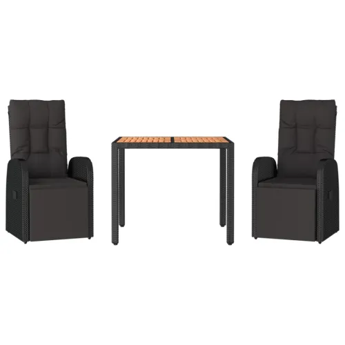 Vrtna garnitura - 3-dijelni vrtni blagovaonski set poliratan i drvo bagrema crni - 90 x 90 x 75 cm 3 Cijena