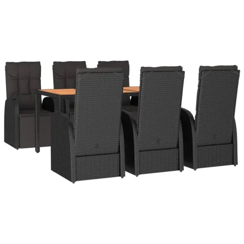 Vrtna garnitura - 7-dijelni vrtni blagovaonski set poliratan i drvo bagrema crni - 150 x 90 x 75 cm 7 Cijena