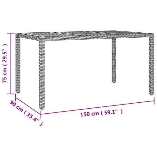 Vrtna garnitura - 7-dijelni vrtni blagovaonski set poliratan i drvo bagrema crni - 150 x 90 x 75 cm 7 Cijena