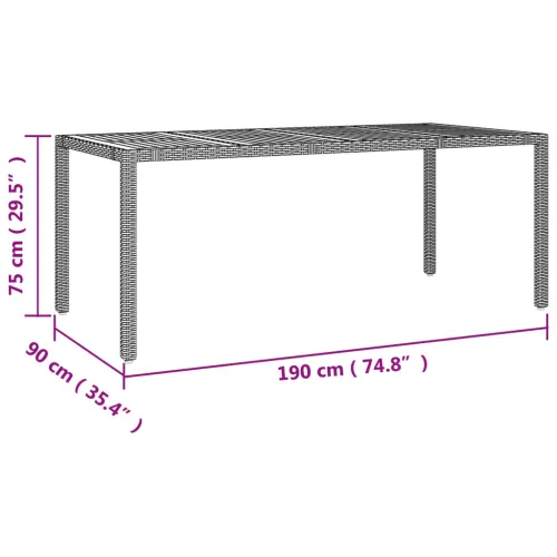 Vrtna garnitura - 7-dijelni vrtni blagovaonski set poliratan i drvo bagrema crni - 190 x 90 x 75 cm 7 Cijena