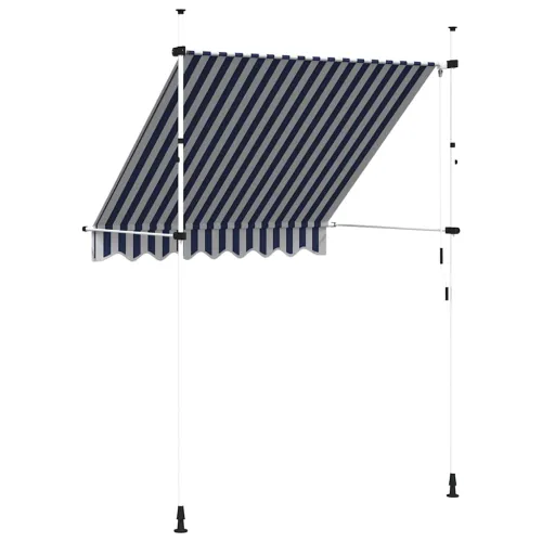 Tenda na ručno uvlačenje 200 cm plavo-bijela prugasta - Plava i bijela 200 cm bijeli okvir Cijena