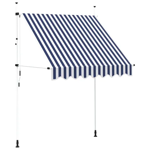 Tenda na ručno uvlačenje 200 cm plavo-bijela prugasta - Plava i bijela 1 bijeli okvir 200 cm Cijena