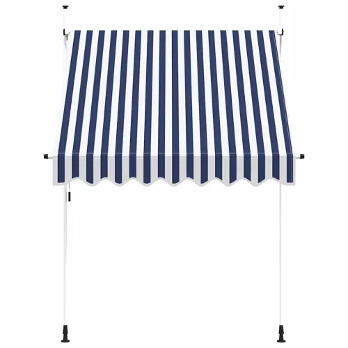 Tenda na ručno uvlačenje 200 cm plavo-bijela prugasta - Plava i bijela 200 cm bijeli okvir Cijena