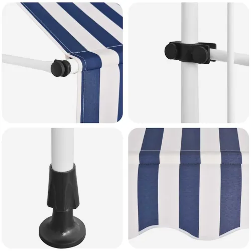 Tenda na ručno uvlačenje 200 cm plavo-bijela prugasta - Plava i bijela 200 cm bijeli okvir Cijena