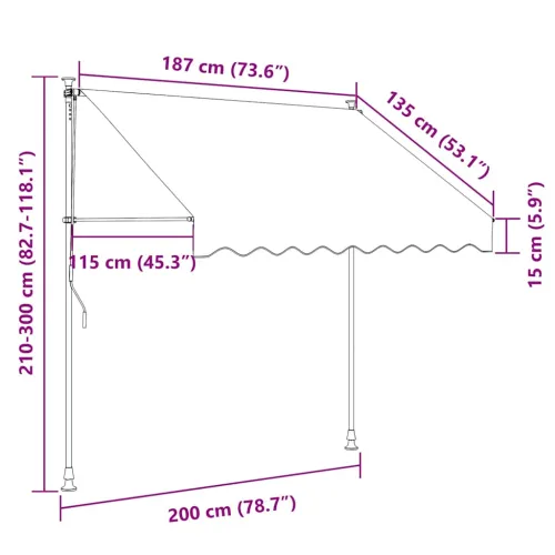 Tenda na ručno uvlačenje 200 cm plavo-bijela prugasta - Plava i bijela 200 cm bijeli okvir Cijena
