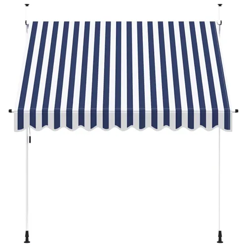 Tenda na ručno uvlačenje 250 cm plavo-bijela prugasta - Plava i bijela 250 cm bijeli okvir Cijena