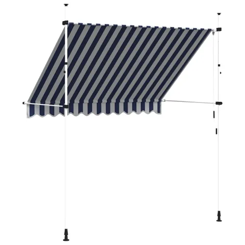 Tenda na ručno uvlačenje 250 cm plavo-bijela prugasta - Plava i bijela 250 cm bijeli okvir Cijena