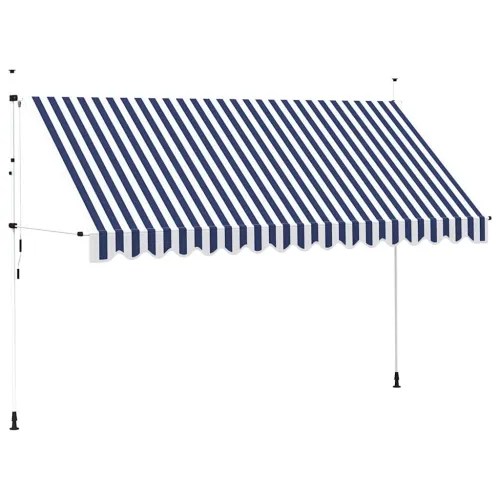 Tenda na ručno uvlačenje 400 cm plavo-bijela prugasta - Plava i bijela 400 cm bijeli okvir Cijena