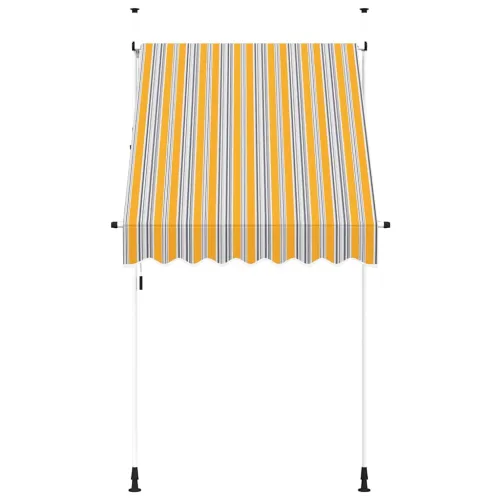 Tenda na ručno uvlačenje 150 cm žuto-plava prugasta - Žuta i plava 150 cm bijeli okvir Cijena