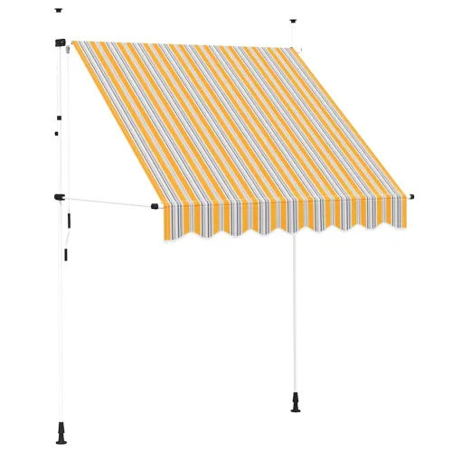 Tenda na ručno uvlačenje 200 cm žuto-plava prugasta - Žuta i plava 200 cm bijeli okvir Cijena