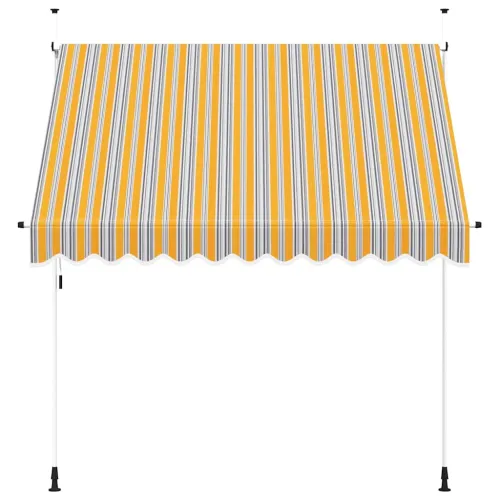 Tenda na ručno uvlačenje 250 cm žuto-plava prugasta - Žuta i plava 250 cm bijeli okvir Cijena