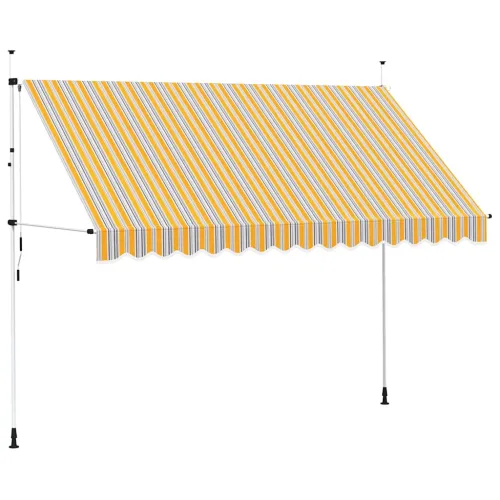 Tenda na ručno uvlačenje 350 cm žuto-plava prugasta - Žuta i plava 350 cm bijeli okvir Cijena