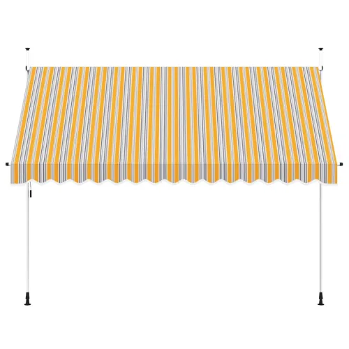 Tenda na ručno uvlačenje 350 cm žuto-plava prugasta - Žuta i plava 350 cm bijeli okvir Cijena
