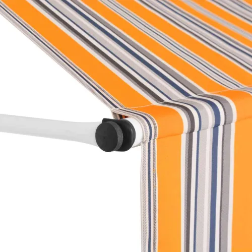 Tenda na ručno uvlačenje 400 cm žuto-plava prugasta - Žuta i plava 400 cm bijeli okvir Cijena