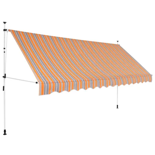 Tenda na ručno uvlačenje 400 cm žuto-plava prugasta - Žuta i plava 400 cm bijeli okvir Cijena