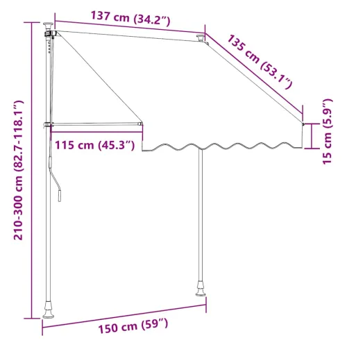 Tenda na ručno uvlačenje 150 cm narančasto-bijela prugasta - Narančasta i bijela 150 cm bijeli okvir Cijena