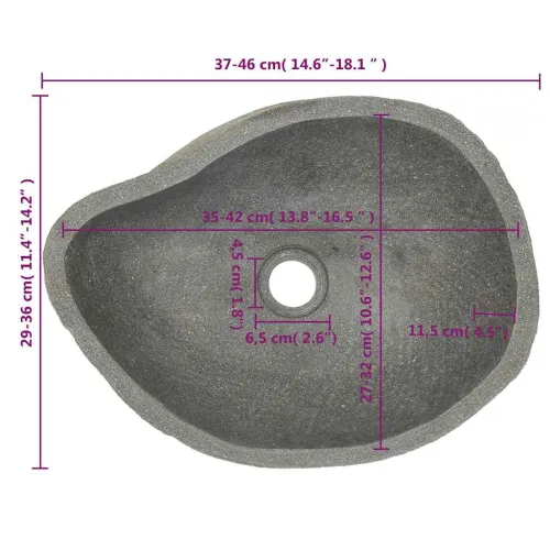 Lavabo - Umivaonik od riječnog kamena ovalni (37 - 46) x (29 - 36) cm - (37-46) x (29-36) x 15 cm Cijena