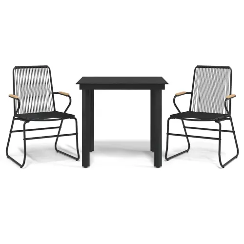 Vrtna garnitura - 3-dijelni vrtni blagovaonski set od PVC ratana crni - Dužina stola 80 cm 2 Cijena