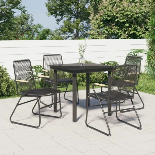Vrtna garnitura - 5-dijelni vrtni blagovaonski set od PVC ratana crni - Dužina stola 80 cm 4 Cijena