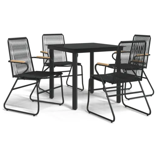 Vrtna garnitura - 5-dijelni vrtni blagovaonski set od PVC ratana crni - Dužina stola 80 cm 4 Cijena