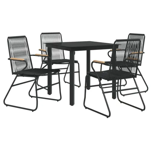 Vrtna garnitura - 5-dijelni vrtni blagovaonski set od PVC ratana crni - Dužina stola 80 cm 4 Cijena