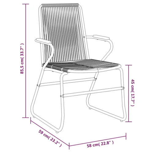 Vrtna garnitura - 5-dijelni vrtni blagovaonski set od PVC ratana crni - Dužina stola 80 cm 4 Cijena