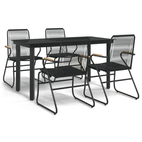 Vrtna garnitura - 5-dijelni vrtni blagovaonski set od PVC ratana crni - Dužina stola 140 cm 4 Cijena