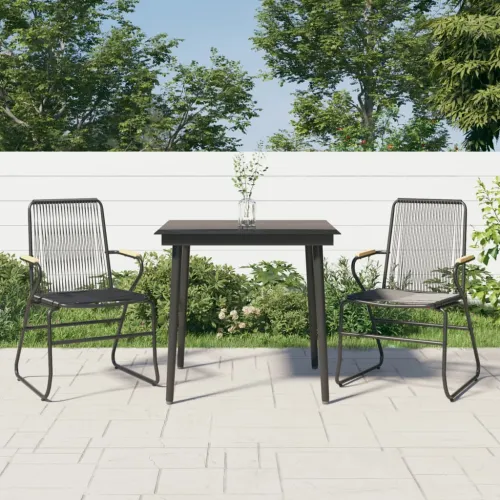 Vrtna garnitura - 3-dijelni vrtni blagovaonski set od PVC ratana crni - Dužina stola 80 cm 2 Cijena