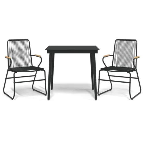 Vrtna garnitura - 3-dijelni vrtni blagovaonski set od PVC ratana crni - Dužina stola 80 cm 2 Cijena