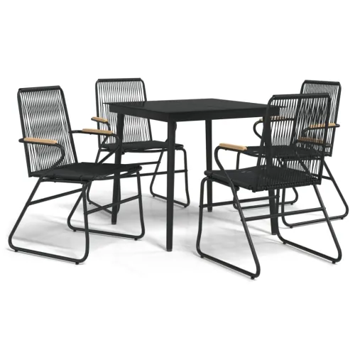 Vrtna garnitura - 5-dijelni vrtni blagovaonski set od PVC ratana crni - Dužina stola 80 cm 4 Cijena