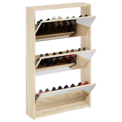 Ormarić za cipele 3 razine s ogledalom hrast 63 x 17 x 102,5 cm Cijena
