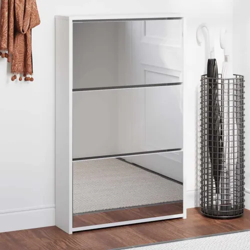 Ormarić za cipele 3 razine s ogledalom bijeli 63x17x102,5 cm - Bijela 1 102.5 cm 1 Cijena