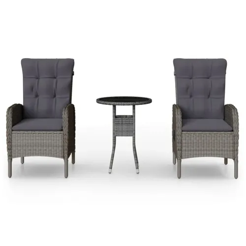 3-dijelni vrtni bistro set od poliratana sivi - Siva Ø 60 cm table 2 Cijena