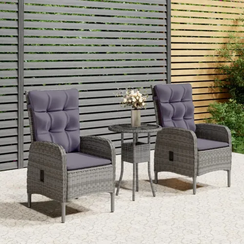 3-dijelni vrtni bistro set od poliratana sivi - Siva Ø 60 cm table 2 Cijena