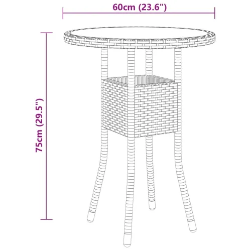 3-dijelni vrtni bistro set od poliratana sivi - Siva Ø 60 cm table 2 Cijena