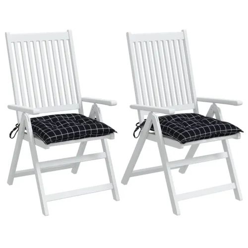 Jastuci za stolice 2 kom crni karirani 40x40x7 cm od tkanine - Crno-bijelo 40 x 40 x 7 cm 2 Cijena