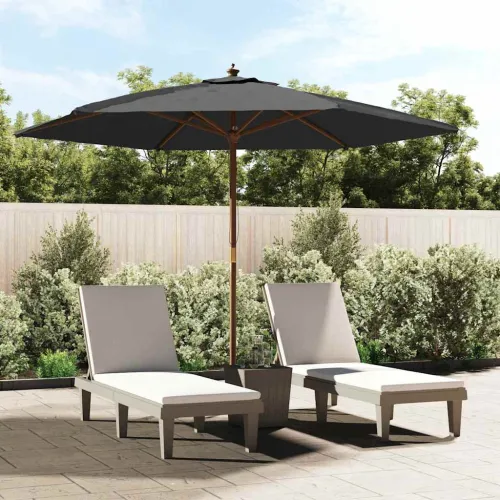 Vrtni suncobran s drvenim stupom crni 299 x 240 cm - Crna Cijena