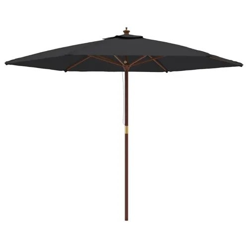 Vrtni suncobran s drvenim stupom crni 299 x 240 cm - Crna Cijena