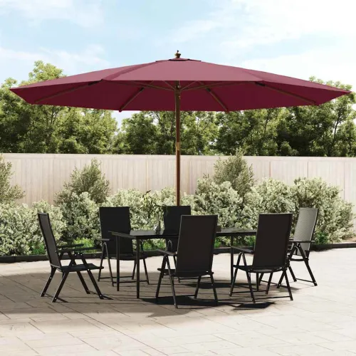 Vrtni suncobran s drvenim stupom bordo 400 x 273 cm - Crvena Cijena