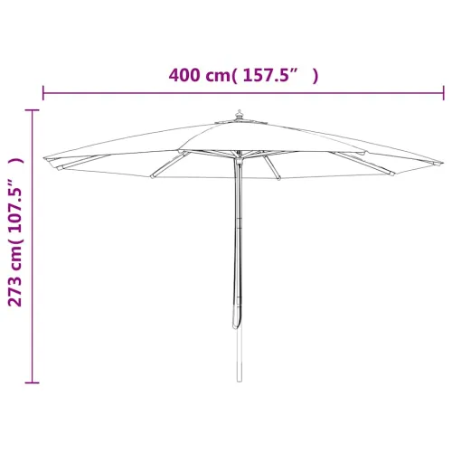 Vrtni suncobran s drvenim stupom bordo 400 x 273 cm - Crvena Cijena