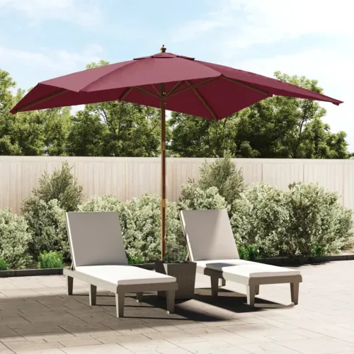 Vrtni suncobran s drvenim stupom bordo 300x300x273 cm - Crvena Cijena