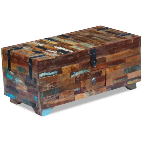 Stolić za kavu / škrinja masivno obnovljeno drvo 80x40x35 cm - Šareni 1 Šareni Cijena