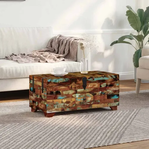 Stolić za kavu / škrinja masivno obnovljeno drvo 80x40x35 cm - Šareni 1 Šareni Cijena