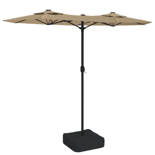 Dvostruki vrtni suncobran smeđesivi 316 x 145 cm - Sivo-smeđa Cijena