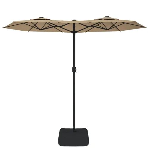 Dvostruki vrtni suncobran smeđesivi 316 x 145 cm - Sivo-smeđa Cijena